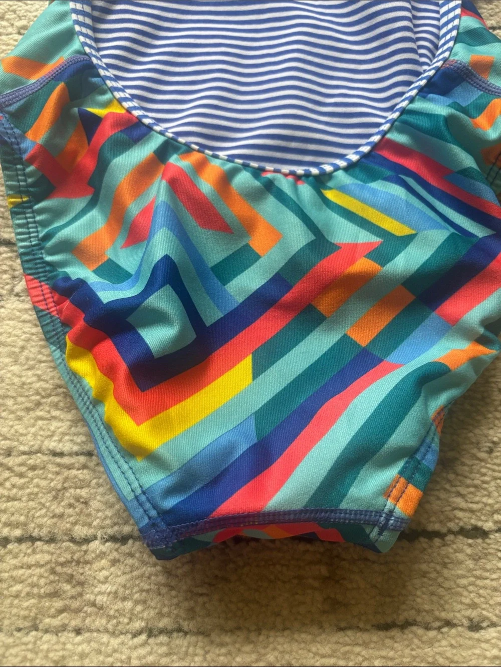 Dolfin Uglies Girls' Multicolor Geo Stripe One-Piece Swimsuit - Blue Base
